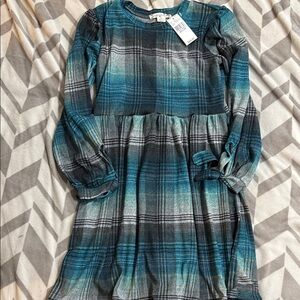 Plaid Blue and Green Kids Dress